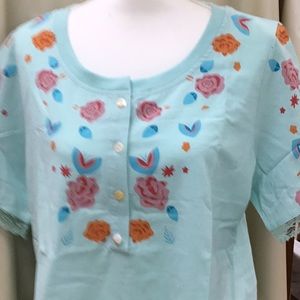 Miss look tunic blouse blue color. Size large